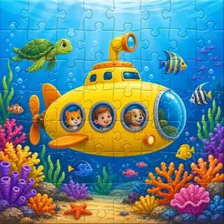 Submarine exploring ocean kids jigsaw puzzle artwork