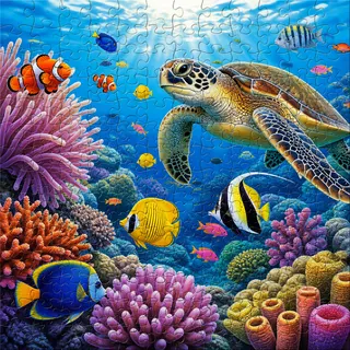 Underwater coral reef kids jigsaw puzzle colorful illustration